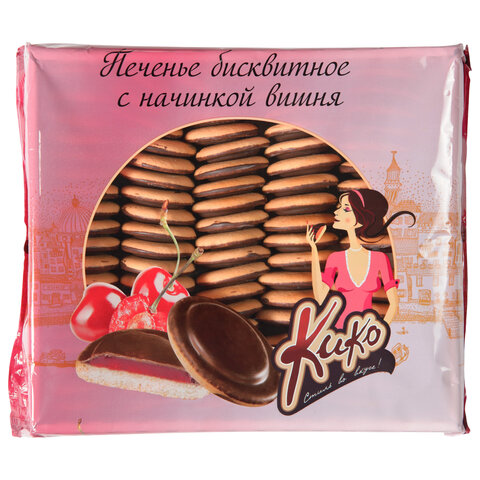 Печенье бисквитное глазированное КИКО со вкусом вишни 1,2 кг - фото 1