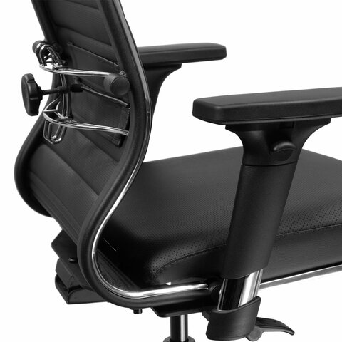 Кресло МЕТТА "ErgoLife" 10 B1-117D, хром, синхромеханизм, 2D-подлокотники, экокожа, черное - фото 6