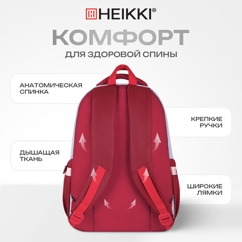 Рюкзак HEIKKI GOODLY (ХЕЙКИ) универсальный, 2 отделения, отделение для ноутбука, серый/красный, 46x33x18 см, 273869 - фото 21