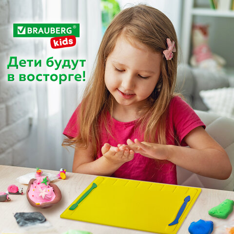 Доска для лепки с отделениями и 2 стеками А4, 280х200 мм, желтая, BRAUBERG KIDS, 271144 - фото 10