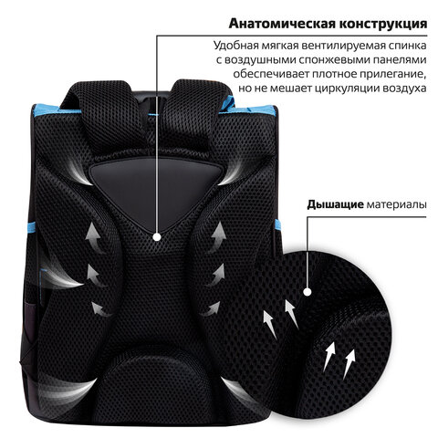 Ранец ПИФАГОР BASIC, 1 отделение, 3 кармана, эргономичная спинка, "Angry shark", 35х28х18 см, 272044 - фото 11