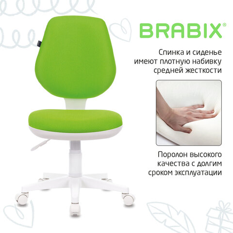 Кресло детское BRABIX "Fancy MG-201W", без подлокотников, пластик белый, салатовое, 532414, MG-201W_532414 - фото 7