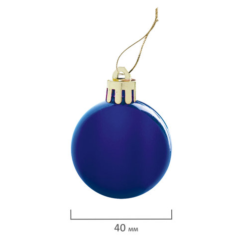 Шары ёлочные 12 шт., 4 см, "Solid Color", пластик, СИНИЕ, глянец, ЗОЛОТАЯ СКАЗКА, 591122 - фото 3