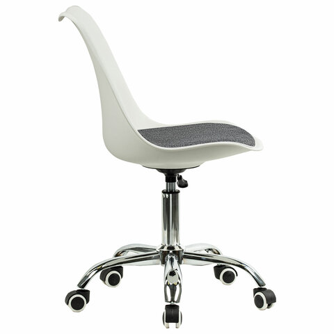 Кресло стул BRABIX "Eames MG-310 CH", хром, пластик белый, ткань серая, 532924 - фото 3