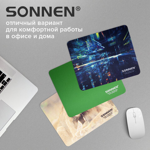 Коврик для мыши SONNEN "GREEN", резина + ткань, 220х180х3 мм, 513305 - фото 11