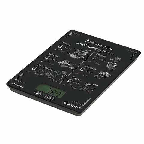 Весы кухонные SCARLETT SC-KS57P64, электронный дисплей, max вес 10 кг, тарокомпенсация, стекло - фото 2