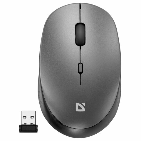 Мышь беспроводная DEFENDER Auris MB-027, USB, 3 кнопки + 1 колесо-кнопка, оптическая, серая, 52029 - фото 1