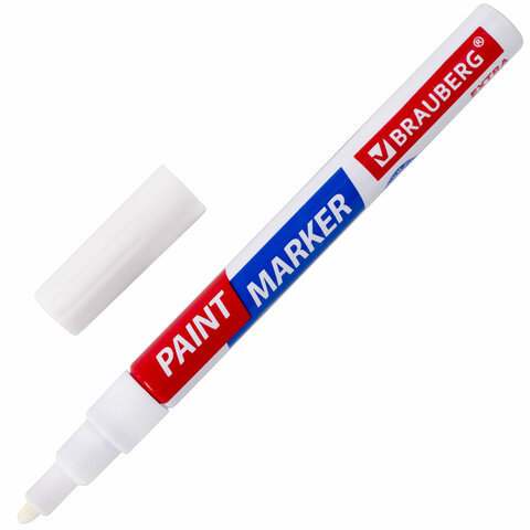 Маркер-краска лаковый EXTRA (paint marker) 2 мм, БЕЛЫЙ, УСИЛЕННАЯ НИТРО-ОСНОВА, BRAUBERG, 151967 - фото 1