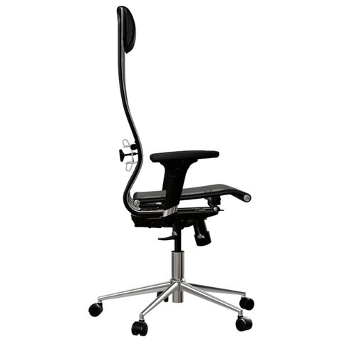 Кресло МЕТТА "ErgoLife" 10 B1-104D, хром, синхромеханизм, 2D-подлокотники, прочная сетка, черное - фото 5