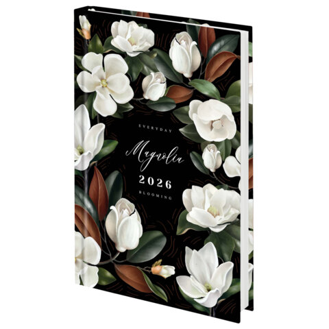 Ежедневник датированный 2026 145х215 мм, А5, STAFF, ламинированная обложка, "Магнолия", 117326 - фото 1