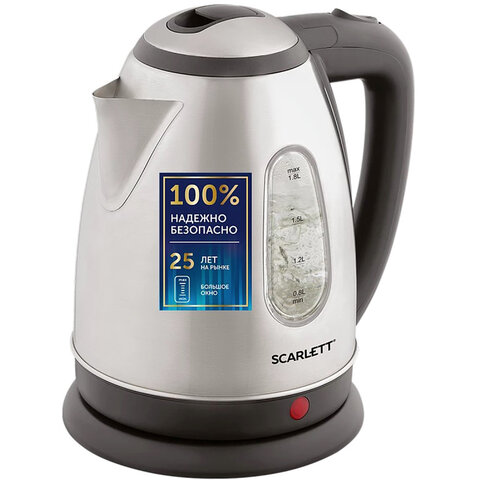Чайник SCARLETT SC-EK21S88, 1,8 л, 2200 Вт, закрытый нагревательный элемент, стальной - фото 1