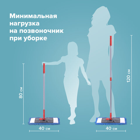 Швабра с флаундером 40 см, черенок 80-120 см, еврорезьба, насадка МОП микрофибра СИНЕЛЬ, индивидуальная упаковка пакет, LAIMA, 606314 - фото 21