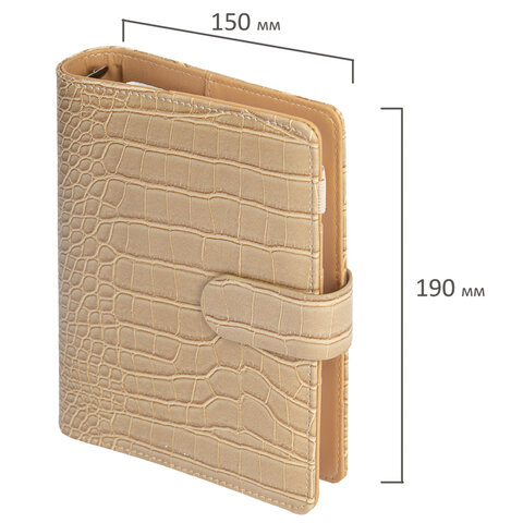 Ежедневник-органайзер недатированный B6 150x190 мм BRAUBERG "Comodo", под кожу, 160 л., бежевый, 116206 - фото 3