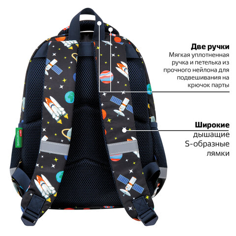 Рюкзак BRAUBERG KIDS SET, с пеналом в комплекте, 2 отделения, "Space infinity", 37x28x16 см, 272099 - фото 17