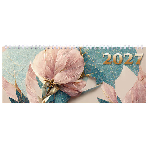 Планинг датированный 2027 285х112 мм, STAFF, гребень, картонная обложка, 64 листа, "Нежность", 118707 - фото 2