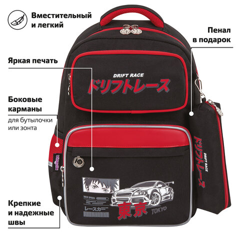 Рюкзак ЮНЛАНДИЯ COMPLETE, с пеналом в комплекте, эрго-спинка, "Anime boy", 42х29х14 см, 272053 - фото 13