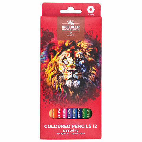 Карандаши цветные KOH-I-NOOR "RED LION" 12 цветов, шестигранные, 2,8 мм, натуральное дерево, 3552/12, 3552012063KS - фото 1