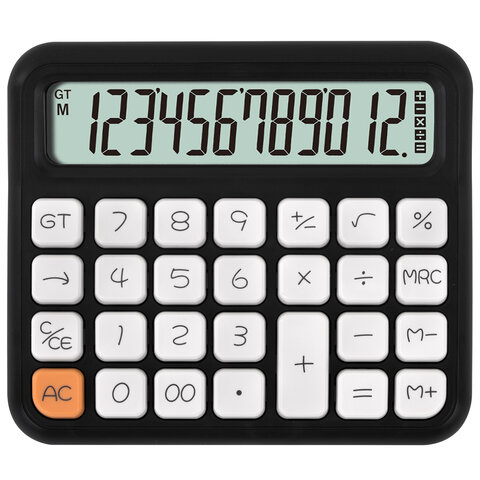Калькулятор настольный BRAUBERG KW-1000-BK (152x132 мм), 3D-кнопки, 12 разрядов, черный, 272956 - фото 1