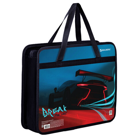Папка на молнии с ручками BRAUBERG А4, 1 отделение, пластик, 80 мм, "Speed", 270872 - фото 1