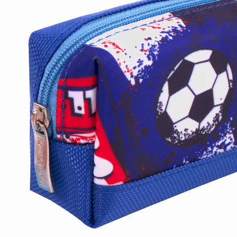 Пенал ЮНЛАНДИЯ, 1 отделение, полиэстер, "Football", синий, 19х4х6 см, 270270 - фото 8
