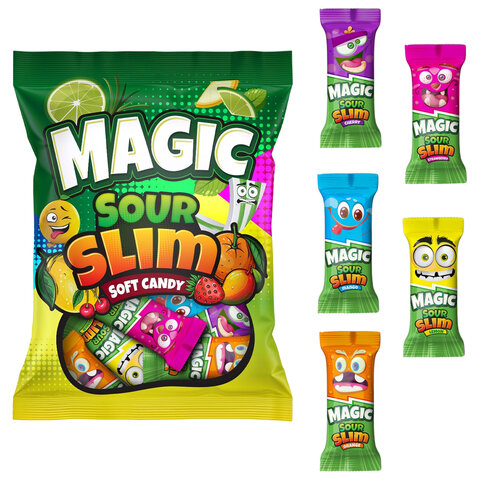 Конфеты жевательные MAGIC SOUR, кислый микс с фруктовыми вкусами 1000 г, ТУРЦИЯ, УТ-00002635 - фото 1