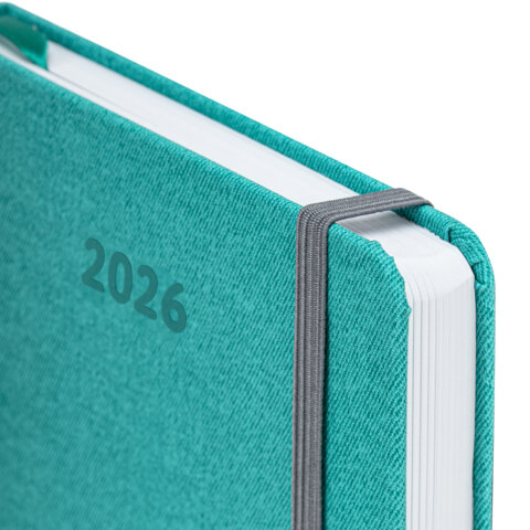 Ежедневник датированный 2026 А5 138x213 мм, BRAUBERG "Mosaic", под кожу, держатель для ручки, бирюза, 117110 - фото 4