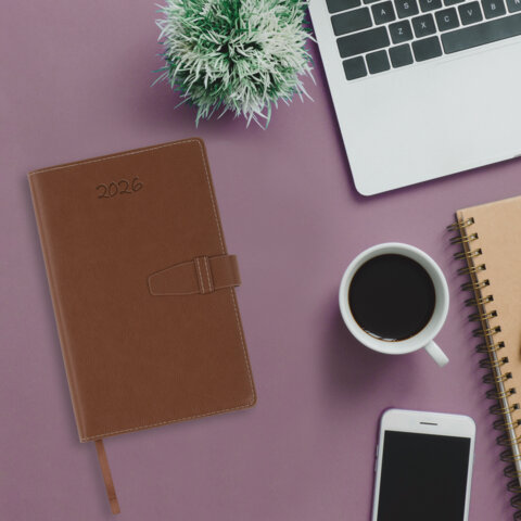 Ежедневник датированный 2026, А5, 143х218 мм, BRAUBERG "Journal", под кожу, застежка, держатель для ручки, органайзер, коричневый, 117383 - фото 15