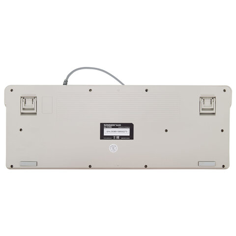 Клавиатура проводная USB, 102+98 клавиш, LED-подсветка, SONNEN K620, слоновая кость / серая, 513950 - фото 11