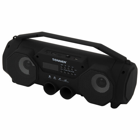 Колонка портативная с подсветкой SONNEN B306, 12 Вт, Bluetooth, FM-тюнер, microSD, MP3-плеер, черная, 513479 - фото 2