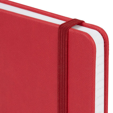 Блокнот А5 135x212 мм BRAUBERG "Edge", под кожу, резинка, держатель, 80 л., клетка, красный, 117147 - фото 4