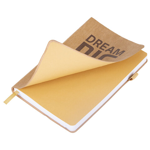 Ежедневник недатированный А5 138х213 мм BRAUBERG "BeStyle", под кожу, резинка, держатель, 160 л., песочный, 116216 - фото 3