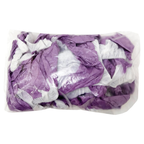 Бахилы двойные, КОМПЛЕКТ 100 шт. (50 пар), ЭКСТРА, 39х14 см, 32 мкм, 3 г, бело-фиолетовые, ELEGREEN, ПНД-8/8/1р-Б-Ф - фото 4