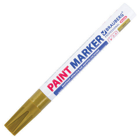 Маркер-краска лаковый (paint marker) 4 мм, ЗОЛОТОЙ, НИТРО-ОСНОВА, алюминиевый корпус, BRAUBERG PROFESSIONAL PLUS, 151449 - фото 3