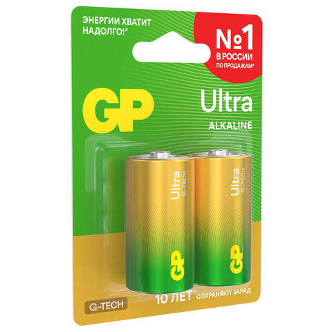 Батарейки КОМПЛЕКТ 2 шт., GP Ultra G-Tech, С (LR14, 14А), алкалиновые, блистер, 14AU-2CR2 - фото 6