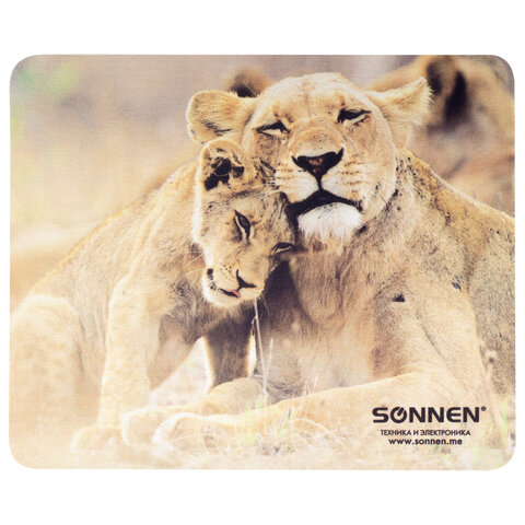 Коврик для мыши SONNEN "LIONS", резина + ткань, 220х180х3 мм, 513310 - фото 1