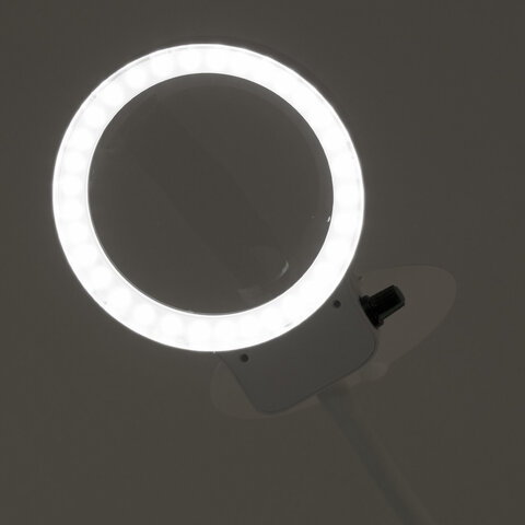 Лупа настольная с LED-ПОДСВЕТКОЙ, диаметр 110 мм, увеличение 3, корпус белый, BRAUBERG, 455930 - фото 6