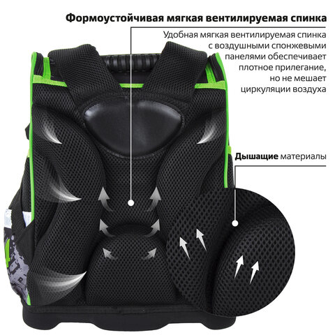 Ранец ЮНЛАНДИЯ WISE, 1 отделение, 3 кармана, устойчивое дно, "Offroad", 37х29х15 см, 228814 - фото 20
