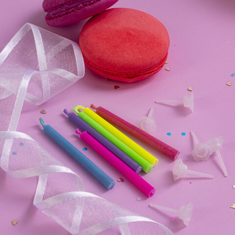 Набор свечей для торта с цветным пламенем 6 шт., 6 см, с держателями, ЗОЛОТАЯ СКАЗКА, 591459 - фото 7