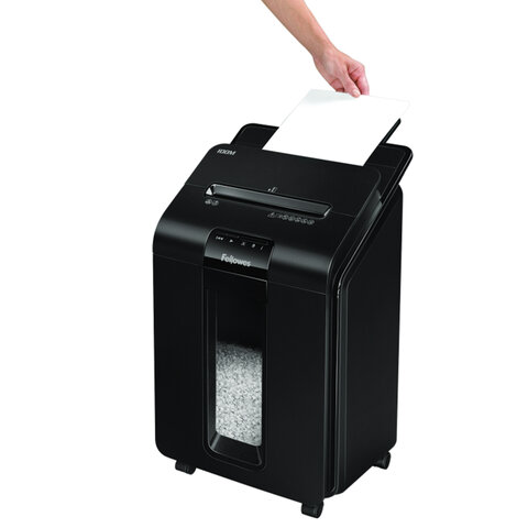 Уничтожитель (шредер) FELLOWES AUTOMAX 100M, 4 уровень секретности, фрагменты 4х10 мм, 100 листов, корзина 23 литра, FS-462, FS-46292 - фото 12