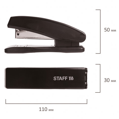 Степлер №24/6, 26/6 STAFF "Basic", до 20 листов, черный, 224626 - фото 5