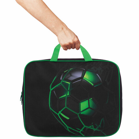 Папка на молнии с ручками BRAUBERG KIDS А4, 1 отделение, полиэстер, 80 мм, "Green ball", 272123 - фото 7