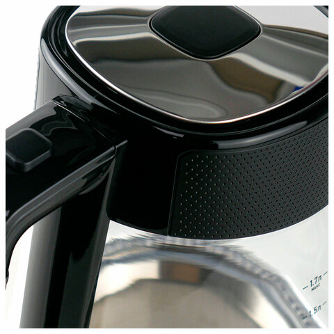 Чайник CENTEK CT-1014, 1,7 л, 2200 Вт, закрытый нагревательный элемент, стекло, черный, CT-1014 Black - фото 5