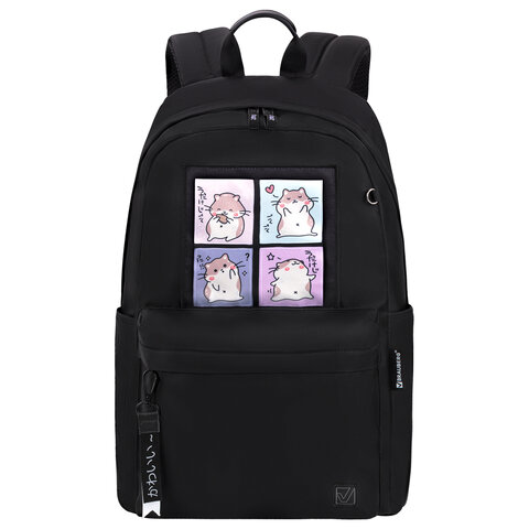 Рюкзак BRAUBERG FASHION CITY универсальный, карман-антивор, "Hamsters", черный, 44х31х16 см, 273840 - фото 2