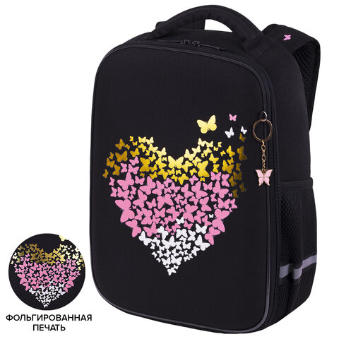 Ранец BRAUBERG LIGHT, 1 отделение, с брелоком, "Shining heart", фольгированная печать, 36х26х13 см, 272029 - фото 20