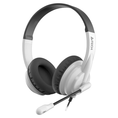 Наушники с микрофоном (гарнитура) A4TECH HU-10, проводные, 2 м, USB, черные с белым, 1611415 - фото 1
