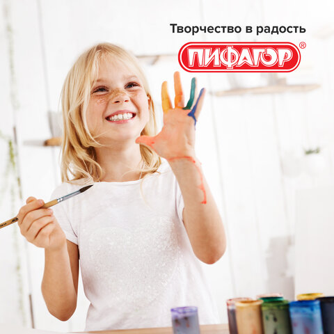 Кисти ПИФАГОР, набор 6 шт. (БЕЛКА: круглые № 1, 3, 5, 7, 9, 11), блистер с европодвесом, 200891 - фото 9