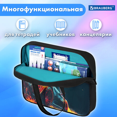 Папка на молнии с ручками BRAUBERG А4, 1 отделение, карман на молнии, 80 мм, "Speed increase", 273312 - фото 14