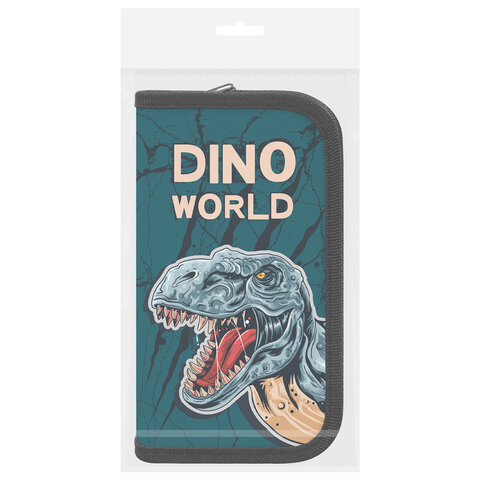 Пенал ПИФАГОР, 2 отделения, ламинированный картон, 19х11 см, "Dino world", 272249 - фото 7