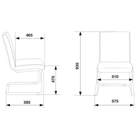Кресло для приемных и переговорных CH-250-V, хром, экокожа, черное, 1098331 - фото 2