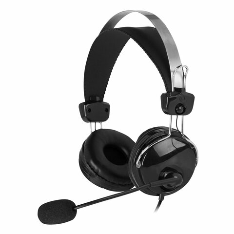 Наушники с микрофоном (гарнитура) A4TECH HU-7P, проводные, 2 м, USB, черные, 1379906 - фото 1